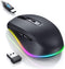 PEIOUS Wireless Mouse, Mouse Jiggler - LED Wireless Mice with Build-in Mouse Jiggler Mover, Rechargeable Moving Mouse for Computer with Undetectab...