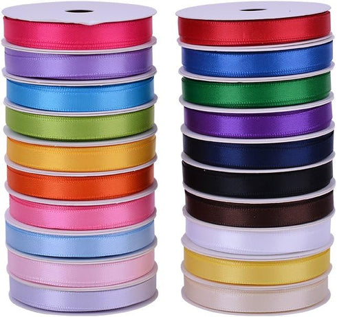 1/4 Inch Solid Double Face Satin Ribbon Set for Gift Wrapping Hair Bows Craft Sewing-100 Yards (5 Yards*20 Colors)...