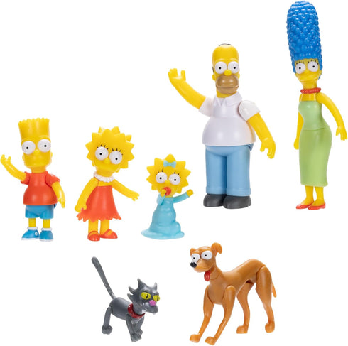 The Simpsons Action Figures Family Multi-Pack 2.5” Scale Figures, includes Homer, Marge, Bart, Lisa, Maggie, Santa’s Little Helper, and Snowball I...