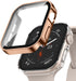 Adepoy 2 Pack Hard Case Compatible with Apple Watch 45mm Series 9 Series 8 Series 7 with Tempered Glass Screen Protector, Rosegold/Clear Ultra-Thi...