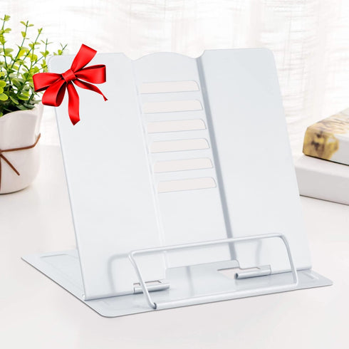 MSDADA Desk Book Stand Metal Reading Rest Book Holder Adjustable Cookbook Documents Holder Bookstands for Recipes Textbooks Music Books Birthday G...