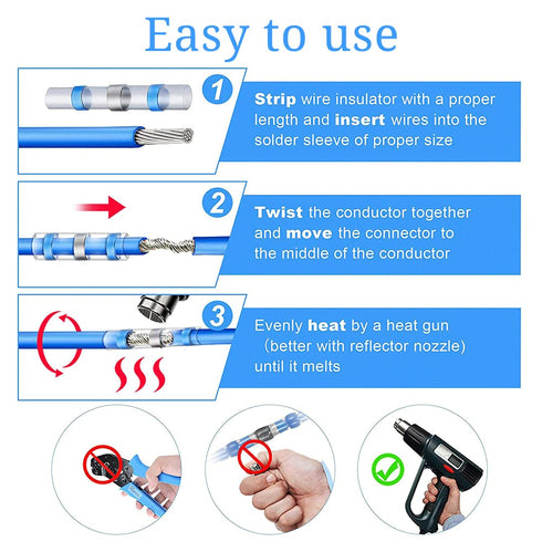 Premium Solder Seal Wire Connectors-Waterproof and Heat Shrinkable-250pcs Variety Pack for Automotive,Marine,and Electrical DIY Projects-Easy-to-U...