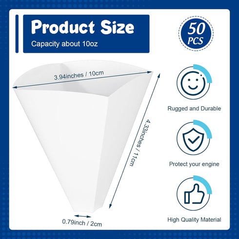 50 Pcs Disposable Paper Funnels for Motor Oil 10 Oz Large Engine Oil Funnel Single Use Paper Cone Funnel for Gas Car Oil Change Fluid Automotive U...