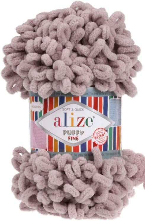 Alize Puffy Fine Baby Blanket Small Loop 100% Micropolyester Soft Yarn Lot of 4skn 400gr 64yds (268 - Dove)......