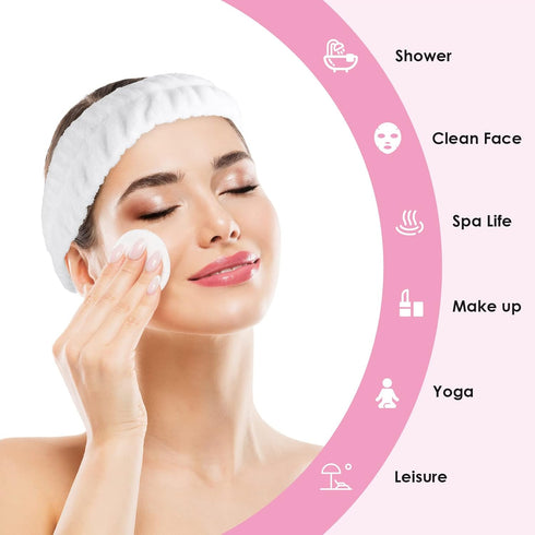 Spa Facial Headband, Makeup Headbands Terry Cloth Hair Band for Washing Face Yoga Sports Shower Skincare Elastic Head Band Wrap for Girls and Wome...