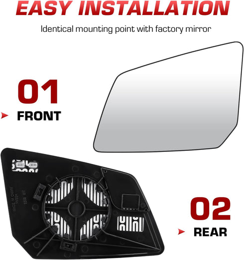Left Driver Side View Heated Mirror Glass for GMC Acadia 2007-2016, Saturn Outlook 2007-2010, Chevrolet Traverse 2009-2016, Replace 15951926 33223...