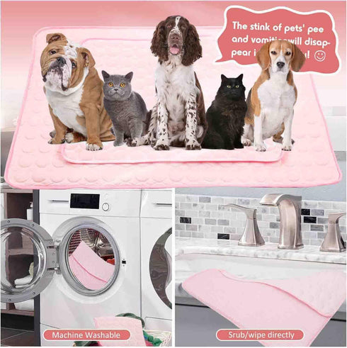 Pet Self-Cooling Dog Mat, Ice Silk Cooling Mat for Dogs, Washable, Portable (Pink, 28 * 39in)...