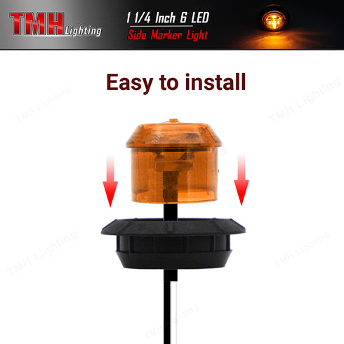 12 Pcs TMH 1-1/4 Inch Mount Amber LENS & Amber LED Clearance Markers, side marker lights, led marker lights, led side marker lights, led trailer m...