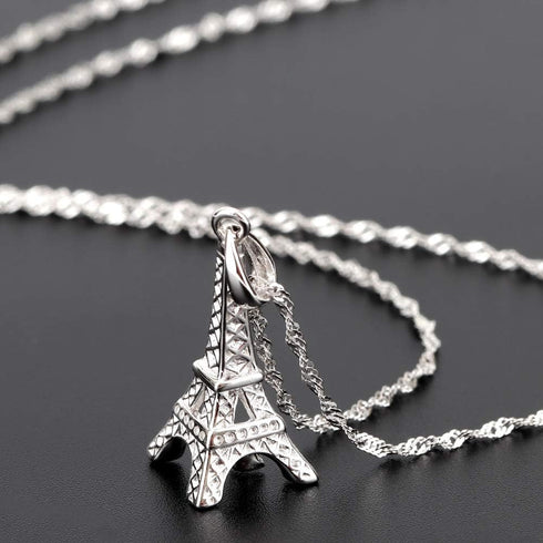 Sterling Silver Eiffel Tower Pendant Necklace Paris Jewelry for Mom Women with 18" Silver Chain...