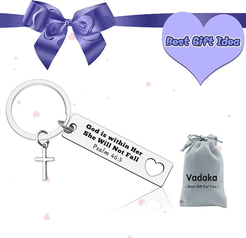 Vadaka Religious Keychain for Girls Women Daughter Christian Keychain Inspirational Jewelry for Goddaughter Bible Verse Keychain Faith Gift Easter...