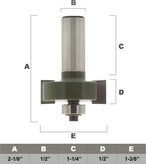 1/2 Rabbet Router Bit Set for Woodworking | 1/2" Shank | 1/2" Cutting Height | 7 Bearing Set...