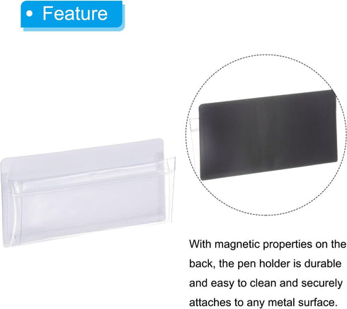 PATIKIL Magnetic Pen Holder for Refrigerator, 2 Pack 125x60mm Dry Erase Marker Pencil Holder Cup Organizer for Fridge Whiteboard Locker, White......