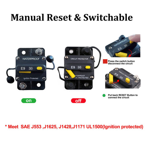 12V-72V 80A Manual Reset Circuit Breaker for RV Vehicle Car Stereo Audio Electronic Solar LiFePO4 / Lithium Batteries System, Marine Boat Trolling...