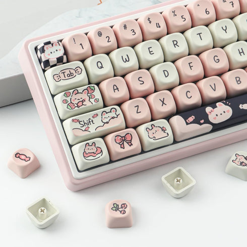 Sunzit PBT Keycaps - MOA Keycaps, Cute Keycaps for Mechanical Keyboard, 132 Keys, Dye-Sublimation Custom Keyboard Keycap Set for 61/64/68/84/87/10...