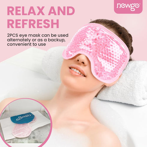 NEWGO Cold Eye Mask Cooling Eye Mask for Dry Eyes, Gel Eye Mask Eye Ice Pack Reusable Cold Eye Compress for Dark Circles, Migraines, Eye Surgery, ...