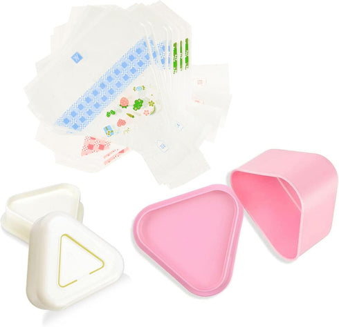 Onigiri Mold And Wrappers Set, 2 Sushi Mold + 100 Disposable Onigiri Wrappers + Sealing Tapes For Rice Ball Maker/Rice Ball Wrapper...