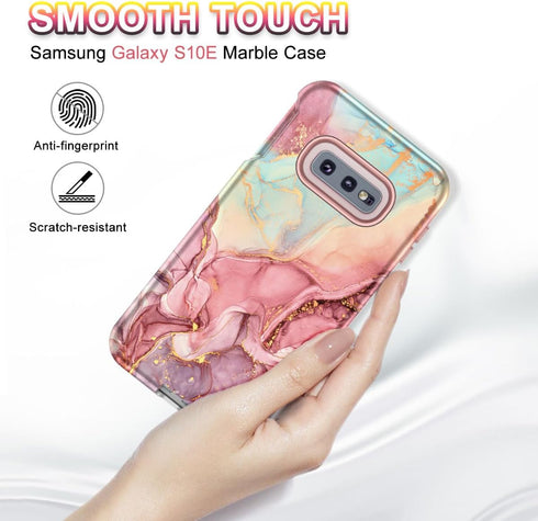 Btscase for Samsung Galaxy S10e Case, Heavy Duty Three Layer Marble Shockproof Full Body Rugged Hard PC+Soft TPU Bumper Drop Protection Women Girl...