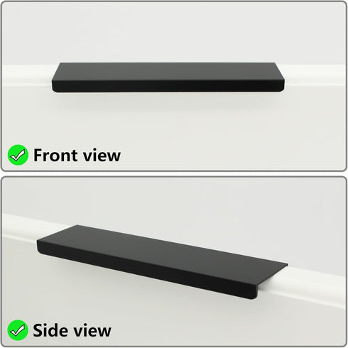 10 Pack Black Finger Pulls for Cabinets 76mm/3inch Hole Centers, Modern Edge Pulls Kitchen Cabinet Handles Drawer Tabs Pull Hardware Aluminum...