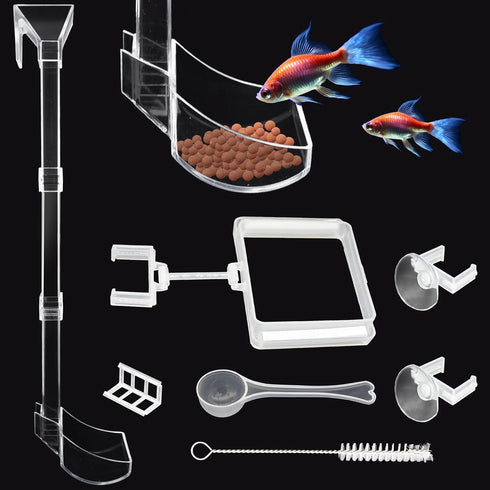 Shrimp Feeding Tube and Dish Set Aquarium Fish Feeder Tube Clear Shrimp Feeder Fish Tank Feeding Supplies with Feeding Ring Cleaning Brush for Fis...