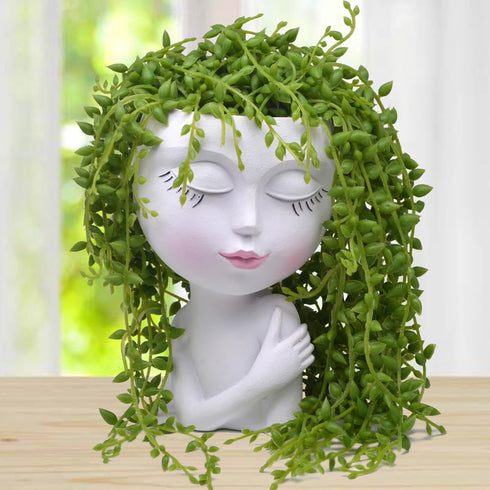 Face Planter, Head Planters for Indoor Plants, Cute Succulent Pot, Heads Plant Pots, Small Plant Pot, Girl Flower Pots with Drainage Hole, Unique ...