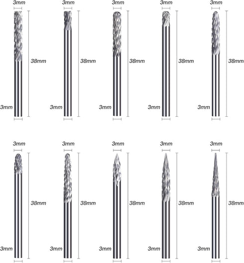 HUHAO 20pcs Carbide Burr Set Deburring Tool Tungsten Steel Die Grinder Accessory Bit Rotary Tool Files Diamond Burrs Set Metal Working Drilling 3m...