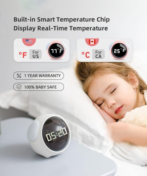 Kids Alarm Clock, Dual Alarm Setting, Adjustable Brightness Night Light, Voice-Activated,Temperature Detection, Wake-up Alarm Clock, Toy and Gift ...