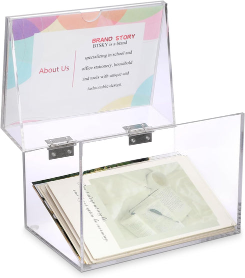 BTSKY Clear Acrylic 4 x 6 inch Index Card Box with Sign Lid - Index Card Holder Notecard Box Recipe Card Box Plastic Storage Organizer for Filling...