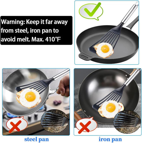 KSENDALO Thin Kitchen Spatula Turner for Egg,Fish, Slotted Flexible Plastic Spatula for Nonstick Cookware, Idea Kitchen Utensil for Egg, Bacon, Fi...