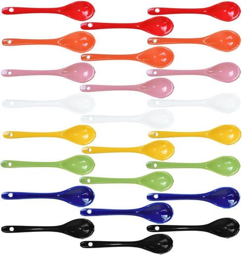 3 sets of each 8 Color Porcelain Egg Spoons Ceramic Spoons 5 inch Coffee Dessert Yogurt Tea Milky Tea...