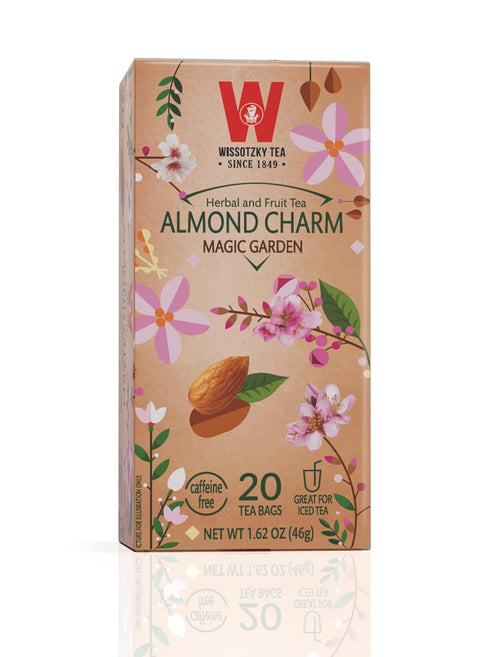 Wissotzky Almond Charm Tea Bags (4 Pack - 20 bags each) Caffeine Free, Infused With Premium Fruit & Herbal Tea Leaves “AKA Chemdat Hashaked”...