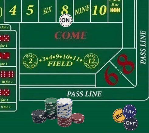 Cyber-Deals Craps 2-Sided On/Off and Buy/Lay Ceramic 1.5" Chip-Size Lammer Buttons Pack...