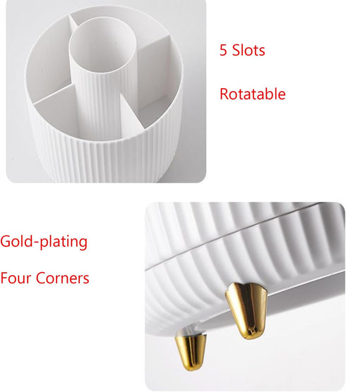 Desk Pencil Pen Holder, 5 Slots 360°Degree Rotating Pencil Pen Organizers for Desk, Desktop Storage Stationery Supplies Pencil Cup Pot for Office ...