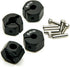 Aluminum 8mm Thickness 12mm Wheel Hex Drive Adaptors with Pins & Screws for Most of 1/10 RC Crawler Car Black (Black, 8mm)...