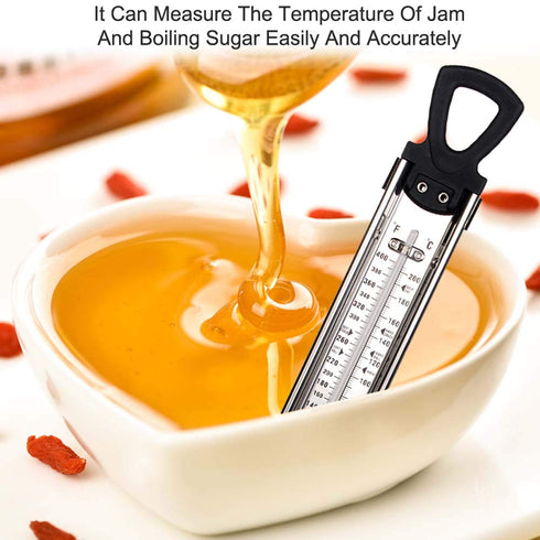 Candy Thermometer Deep Fry/Jam/Sugar/Syrup/Jelly Thermometer with Hanging Hook & Pot Clip Stainless Steel Cooking Food Thermometer Quick Reference...