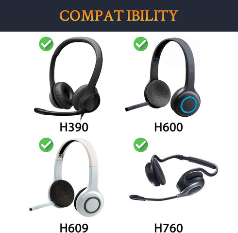 SOULWIT Earpads Replacement for Logitech H390 H600 H609 H760 Wireless Headphones, Ear Pads Cushions with Noise Isolation Foam, Added Thickness - H...