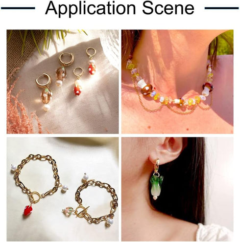 Beadthoven 20 Pairs DIY Lampwork Beads Earrings Making Starter Kit Cute Mushroom Strawberry Fruits Vegetable Lampwork Glass Beads with Stainless S...