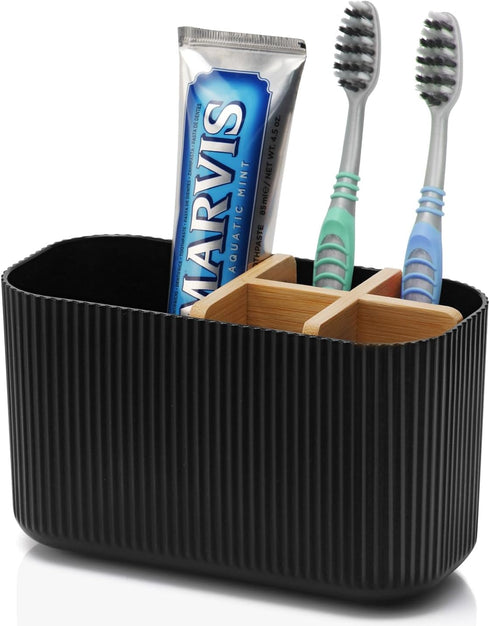 Black Toothbrush Holder - Bamboo Toothbrush Holders for Bathrooms Electric Toothbrush Holder Organizer Kids Toothbrush Holders for Bathrooms Count...