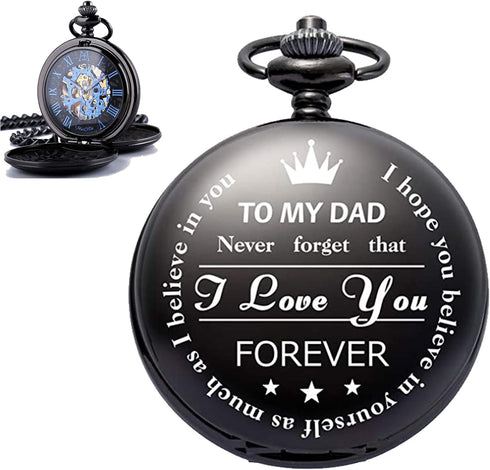 ManChDa Pocket Watch for Dad Gifts for Fathers Day Mechanical Pocket Watch for Dad Men Pocket Watches Engraved...