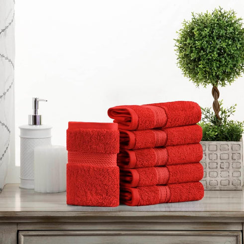Superior Egyptian Cotton Pile Face Towel/Washcloth Set of 6, Ultra Soft Luxury Towels, Thick Plush Essentials, Absorbent Heavyweight, Guest Bath, ...