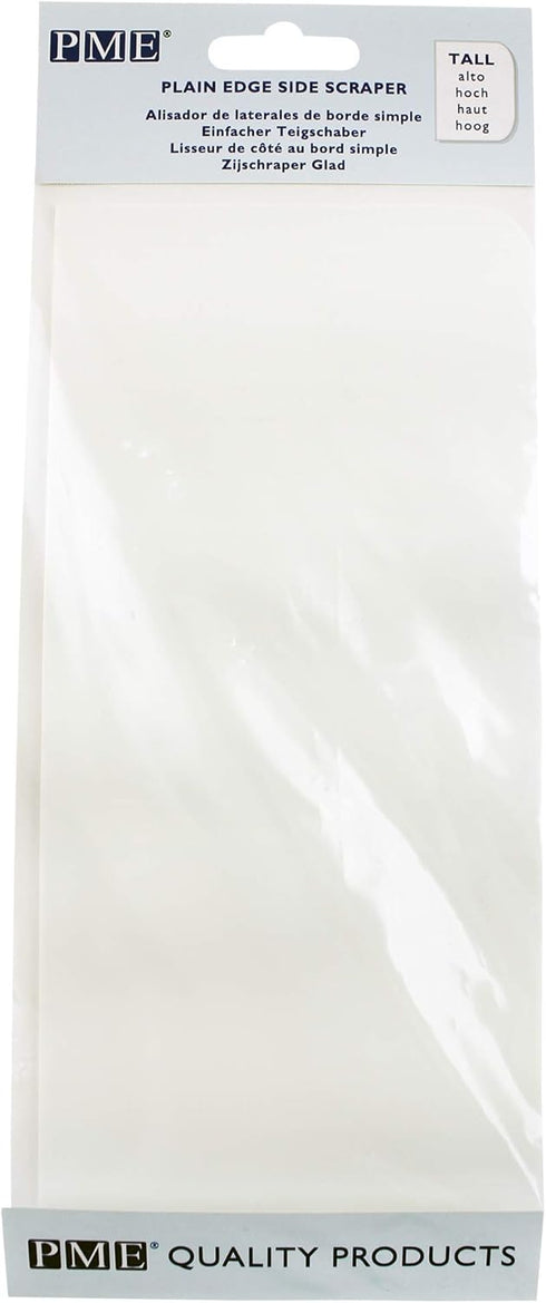 PME Cake Decorating 8" Tall Plain Edge Plastic Side Scraper 8 x 3.7 Inches, White, Standard...