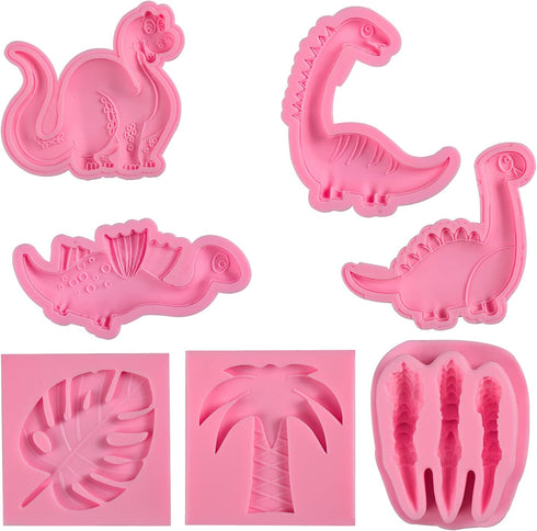 Dinosaur Fondant Silicone Chocolate Molds (7Pcs), Kid's Cartoon Dino Claws Clay Mold for cake decorating, sugar crafts. Dinosaur Theme Party Chris...