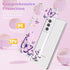 for Samsung Galaxy S21 FE Case,Alluring Purple Butterfly Pattern Anti Yellowing Slim Hard Cases,Hard PC + TPU Bumper Clear Shockproof Protective W...