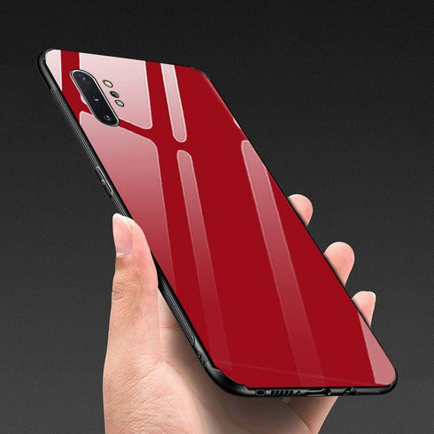 Designed for Samsung Galaxy Note 10 Plus Cases with Tempered Glass Quality Pattern Back,Slim Covers,Anti-Drop,Red...