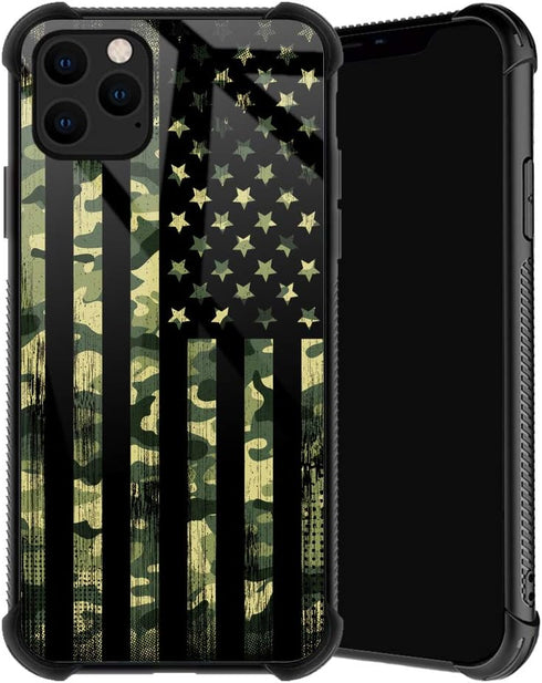 TnXee Case Compatible with iPhone 11,Camo American Flag 11 Cases for Boys,Soft TPU Anti-Skid Thread Frame Four Corner Anti-Collision Protection Ca...