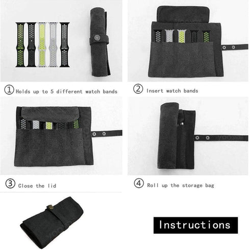Watch Band Accessories,Smart Watch Band Cotton Canvas Protable Storage Bag Case Pouch Organizer-Compatible with Apple Watchbands, Garmin Watch Ban...