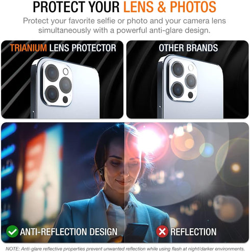 Trianium 3 Pack Camera Lens Screen Protector Compatible for iPhone 13 Pro and iPhone 13 Pro Max (2021, 6.1" / 6.7" Phone) - Clear [Support Night S...
