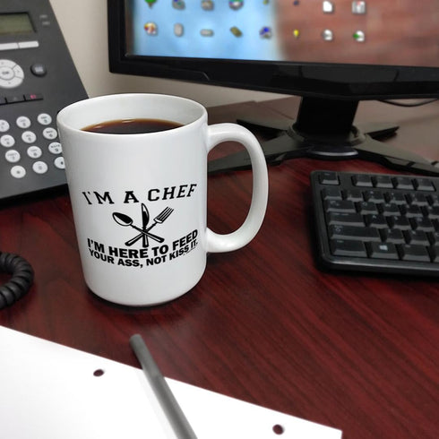 Chef Gifts for Women I'm A Chef Here to Feed Your Ass Not Kiss It 15-oz Coffee Mug Tea Cup White...
