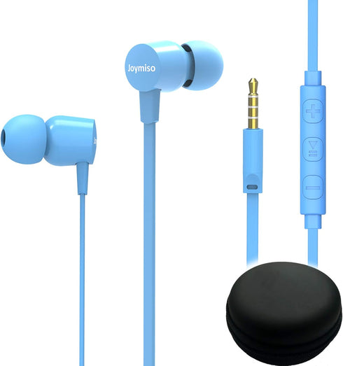 Joymiso Tangle Free Earbuds for Kids Women Small Ears with Case, Comfortable Lightweight in Ear Headphones, Flat Cable Ear Buds Wired Earphones wi...