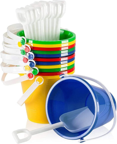 Top Race 6 Pack of 5 Beach Pails Sand Buckets and Shovels Toy | Pool and Swim Toys for Kids | Toddler Sandcastle Molds | Kids Sandbox Accesory Set...