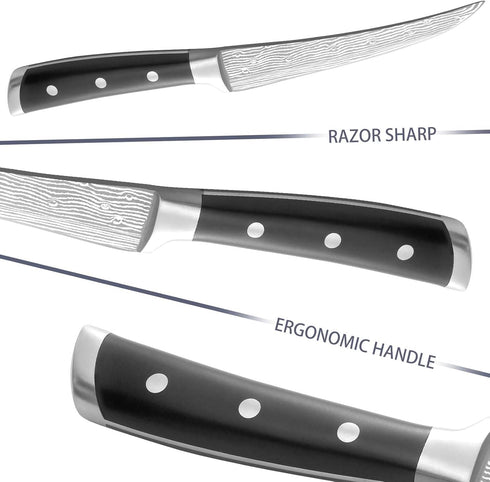 6 Inch Professional Boning Knife with Gift Box, Boning Knife for Meat Cutting, Razor Sharp Deboning Knife for Brisket Trimming, Stainless Steel Cu...